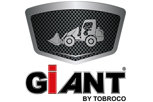 Grå, svart och röd Giant logo by tobroco. Grå sköld med lastare